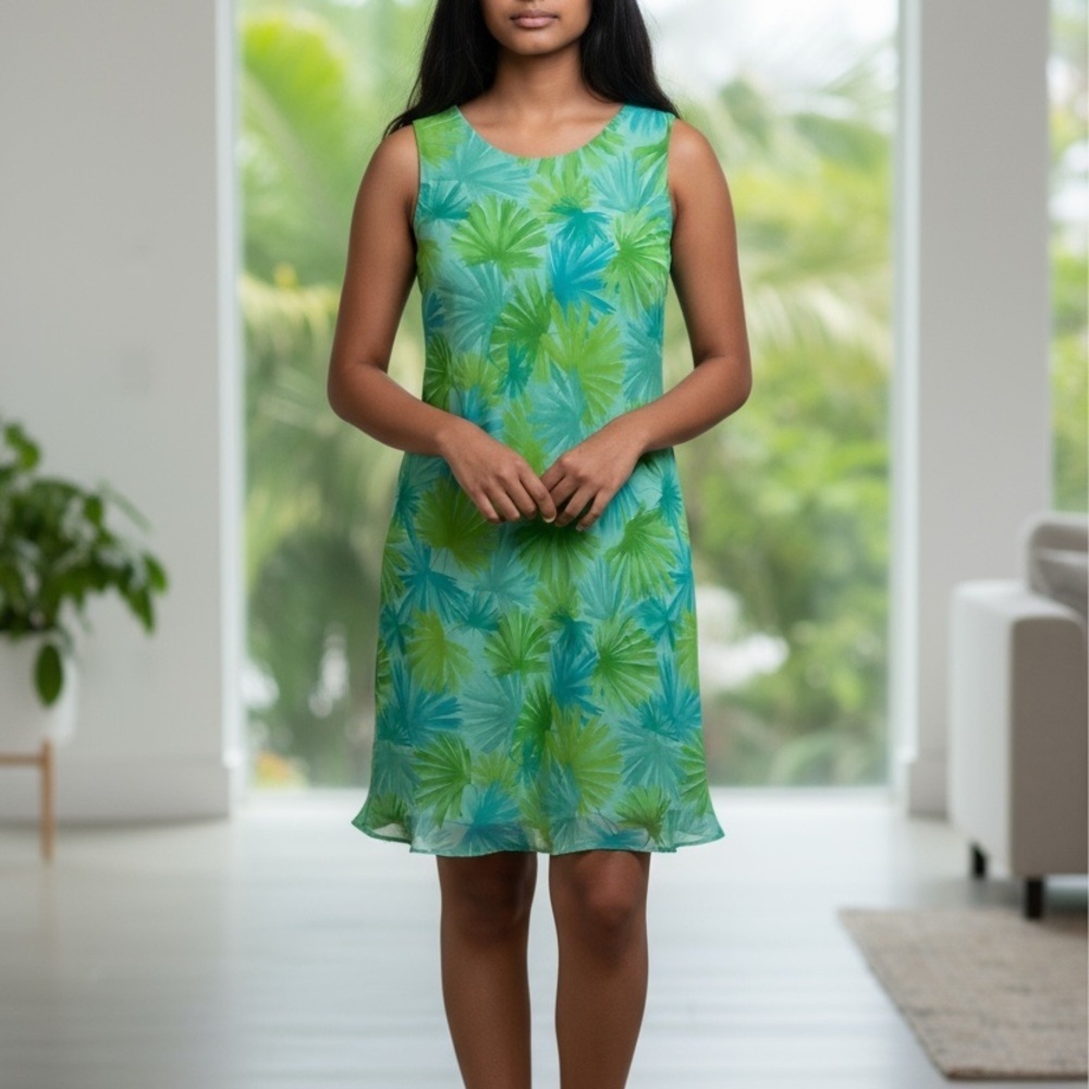 Jessica Howard Floral-Print Sleeveless Shift Dress Green Size 12